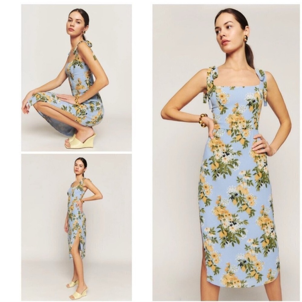 Reformation Bessie Amalfi Blue  Dress